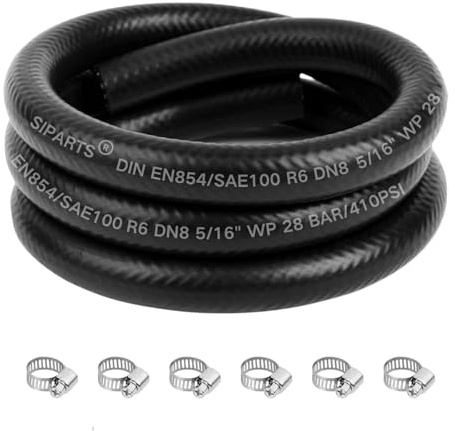 Benzinschlauch 1 Meter Ø 8 mm Kraftstoffschlauch Dieselschlauch mit 6 Stücke Schlauchschellen, Benzinschläuche für Rasenmäher, Auto, Traktor, Kleine Motoren