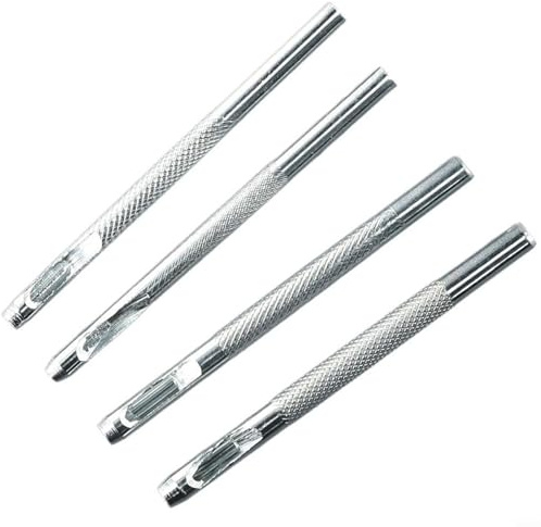 Bulevisiter 4-teiliges Locher-Set aus Leder für Gürtel und Uhrenarmband, runde Form, mit 2,5 mm, 3 mm, 3,5 mm, 4 mm Stahlstanzern für Bastelprojekte (SKU)
