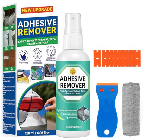 Sticky Stuff Remover, Adhesive Remover, Sticker Remover for Easy Removal of Stickers, Labels, Decals, Surface-Safe Glue Remover with Plastic Scraper, Remover Gel Adhesive Remover for Cars 120ML