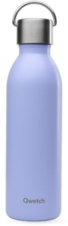 Qwetch - Trinkflasche 600 ml Edelstahl Glyzinien Active - Thermosflasche aus 90% recyceltem Inox - 24h Kalt & 12h Heiß - Isolierflasche, Auslaufsicher, BPA-frei & Kompakt