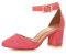 Ajvani Womens Ladies Low mid Block Heel Ankle Strap Court Shoes Sandals Size, Coral Suede, 3 UK