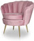 NEUERRAUM Poltrona vintage retrò da cocktail a forma di conchiglia in velluto rosa antico con piacevole sensazione al tatto. Molto pregiata.