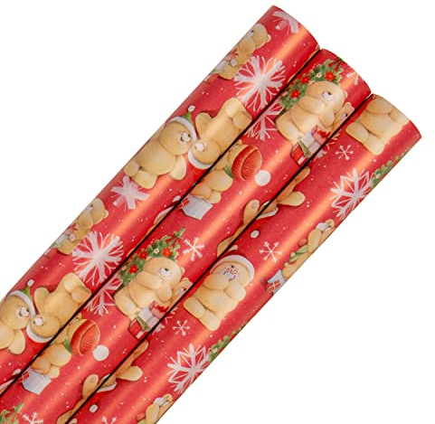Hallmark Weihnachts-Geschenkpapier-Set – 3 Rollen in 1 niedlichem, festlichem Design