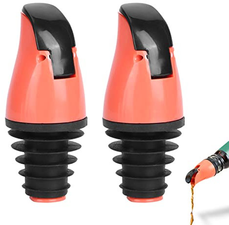 Cyrank 2Pcs Liquor Pourer, Bottle Pourers for Spirits, Universal Cap Design, Easy to Operate ABS & Silicone, Suitable for Bars, Clubs, Restaurants, Home Kitchens