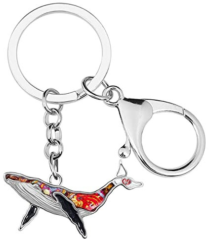 DALANE Emaille Legierung Wal Schlüsselanhänger Ozean Fisch Tasche Schlüsselanbund Neuheit Wal Schmuck Geschenke für Damen Mädchen Kinder (Schwarz)