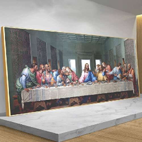 GEMMII Leinwandbild XXL, Da Vinci Berühmte Gemälde Reproduktion Leinwanddruck Das letzte Abendmahl Posterdrucke Wandkunst Dekor Bild 70x210cm Rahmenlos