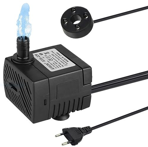 Mini Aquarium Pumpe Aquarium Tauchpumpe: Flüsterleise Mini-Wasserpumpe mit 1.4m Netzkabel, Mini Wasserpumpe mit 4 Lichtern, Ultra Leise Brunnen Pumpe für Zimmerbrunnen, Gärten, Aquarien
