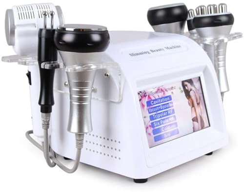Fettverbrennung Maschine, 6in1 40 K Ultraschall Kavitation RF Hochfrequenz, Vakuum Fett Abbau Schlankheits Maschine, Anti Cellulite Massagegerät, mit Vakuum Biploar Kopf