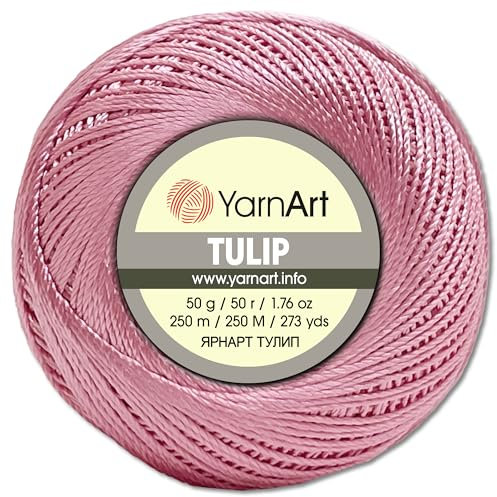 Frida's Wollhaus YarnArt 50 g Tulip Häkelgarn Filetgarn Mikrofaser glänzend seidig 49 Farben (416 | Rosa)