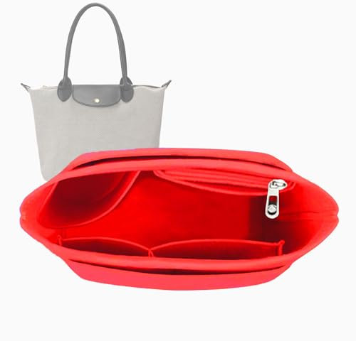 Lckaey Filz-Organizer für Longchamp-Tragetaschen, Le Pliage, Geldbörse, Tragetasche, mittlere Tasche, Organizer-Einsätze, Handtasche, best1032red-M