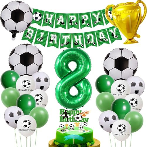 Fußball 8 Jahr Geburtstag Deko, Fussball Luftballon 8. Geburtstag Jungen, Grün 8 Ballon Fußball Deko, Geburtstagsdeko 8 Jahr Jungen, Luftballon 8 Junge Fußball, 8 Jahre Fußball Tortendeko
