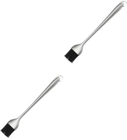 Toddmomy 2pièces Brosse à Huile Résistante Chaleur Silicone avec Manche Acier Inoxydable pour Barbecue Marinade Viande Gâteaux Et Pâtisseries