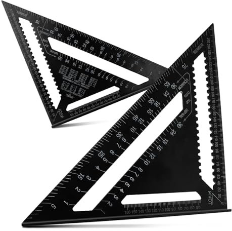 Angolo di falegname, goniometro metrico, righello triangolare, 300 mm, in alluminio, quadrato, strumento di misurazione ad alta precisione, perfetto per angolo di arresto, goniometro, strumento per