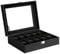 Uten Uhrenbox für 10 Fächern, Uhrenbox Herren, Uhren Aufbewahrungsbox mit Glasdeckel, Samtfutter, Abnehmbares Polster, Metallschnalle, Schmuckschatulle für Herren und Damenuhren, Schwarz
