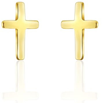 Elegante Kreuz Ohrringe Silber: Unser Wasserfester Schmuck ideal als Konfirmation Geschenk Mädchen, Ohrringe Mädchen und christlicher Schmuck (Gold)