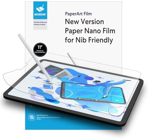 MOBDIK 2 Pack Paper Screen Protector Compatible with iPad Air 5th/4th (10.9 Inch) / iPad Pro 11 Inch (2022/2021/2020/2018), Anti-Glare, Suitable for Writing, with Easy Installation Kit