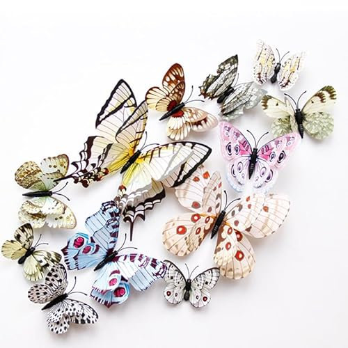 Lohill 3D Schmetterlinge Wanddeko - 36 Stück Butterfly Wandsticker Wandtattoo für Balkon, Kühlschrankaufkleber, Simulation Deko (Weiß)