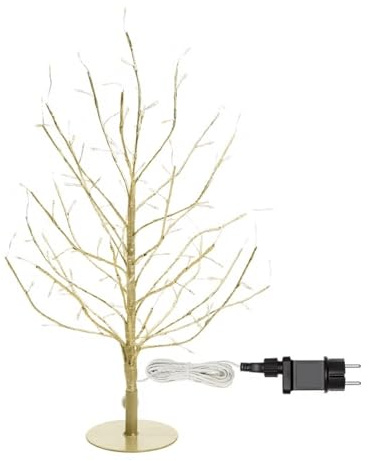 Magie di Natale Albero luminoso Tiglio champagne bianco caldo e bianco freddo, uso interno (H 45 cm)