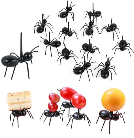 CHAMEEN 36 Stück Fingerfood Fingerfood Spieße Ameisen Zahnstocher Ameise Frucht Gabel für Party Bento Sandwich Obstgabeln Gebäck Halloween Deko