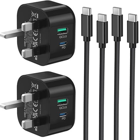 Samsung Charger Cable Fast Charge and Plug 2 Pack 25W Super Fast Charging for Galaxy S24/S23/S22/S21/S20 fe/A15/A14/A13/A23/A05S/A04S/A25/A33/A34/A35/A53/A54/A55/M35,USB Type C Phone Charger with Plug