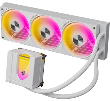 upHere 360mm AIO Liquid CPU Cooler - Intel LGA 1851/1700/2011 & AMD AM5/AM4, Magnetic Pump Cover, 5V ARGB SYNC, All-in-One Cable Mangement, 300W TDP Cooling （White）