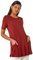 Roman Originals Swing Top with Pockets for Women UK Ladies Hanky Hem Asymmetric Tunic Blouse Longline Long Stretch Jersey Casual Round NeckTee Shirt T-Shirt - Plain Rust - Size 14