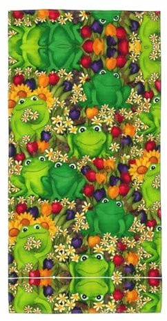 ZHAOUR Handtuch, 30,5 x 61 cm, saugfähig, Cartoon-Frosch-Druck, Strand-Pool-Handtücher für Damen und Herren, leichtes Bad, Reisen, Fitnessstudio