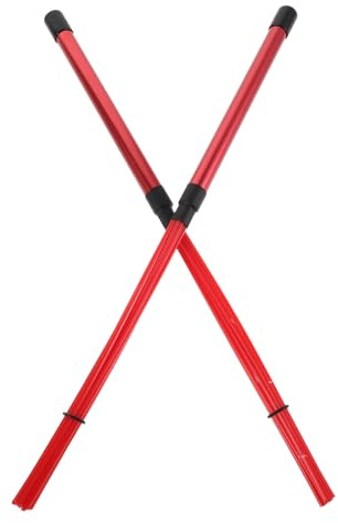 Cajon Drumsticks 1 Paar Jazz Drum Besen Satz aus Aluminiumlegierung | Snare Drum und Cajon, Rote Griffe mit Nylonbesen, Leichtes Satz zur Probe