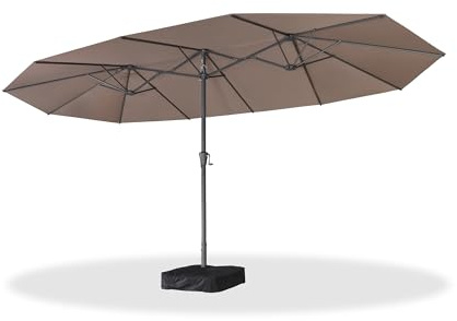 PURPLE LEAF Grand Parasol Rectangulaire 455 x 270 cm avec Pied Taupe | Convient pour une table de 11 personnes ou pour accompagner 4 transats, Usage professionnel, Parasol terrasse, Restaurant