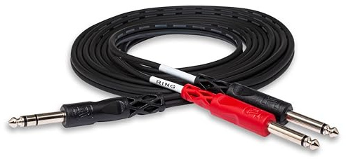 HosaTech STP-201 1m 1/4 inch TRS to Dual 1/4 inch TS Insert Cable | 3.3' 1/4 TRS to TS Y-cable with nickel-plated plugs for mixers, outboard gear and signal processing
