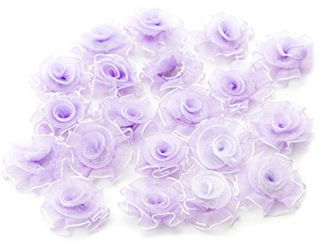 HAND Pretty Flower Sew On Organza Trim for Clothing and Accessory Embellishment 32 mm x 32 mm Pack of 20, Lilac