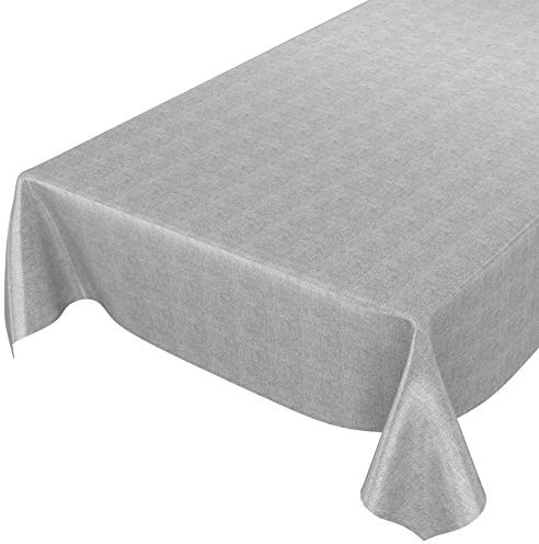 ANRO Wachstuchtischdecke Wachstuch Wachstischdecke Tischdecke Wachstuchdecke Grau Leinenoptik abwaschbar wasserabweisend Gartentischdecke Meterware pflegeleicht Lotuseffekt 240x140cm