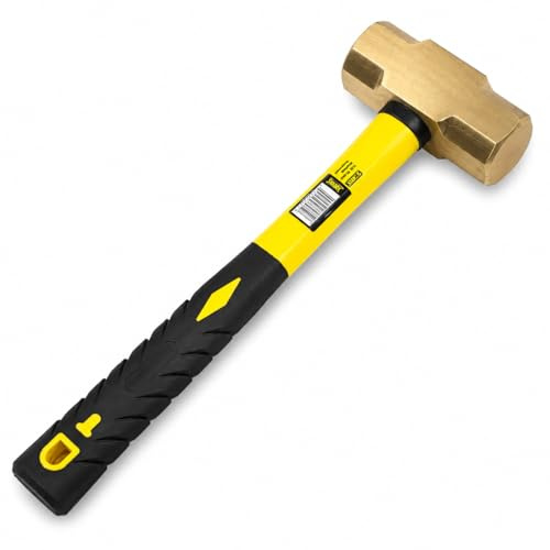 Stark USA Marteau à tête en laiton de 1,4 kg, manche en fibre de verre de 33 cm avec prise en main confortable, 1,4 kg (15161)