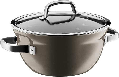 WMF Fusiontec Mineral Kochschüssel mit Glasdeckel 20 cm, kleiner Topf Induktion 2,3l, High-Tech Keramik, kratzfest, braun