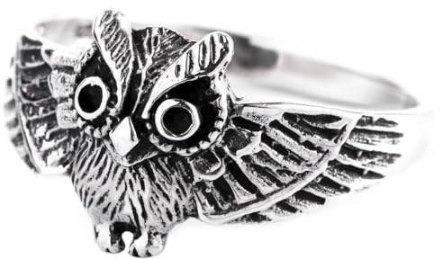 Zarter Damenring Noctia 10 mm Vintage Eulenschuck Bohemia Silberring Eule 925 Sterling Silber