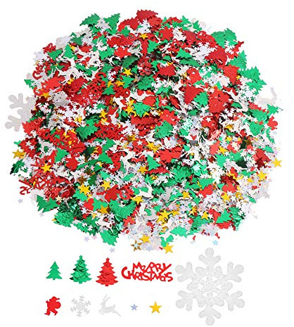 VEYLIN 100 g Weihnachts-Konfetti, verschiedene Formen, Farben und Größen, für Weihnachtstischdekoration