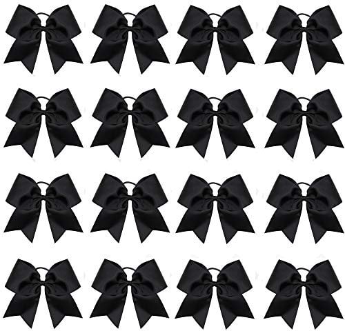 16PCS 8 Large Cheer Hair Bows Ponytail Holder Elastic Band for Cheerleading Girls