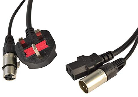 Combined Audio and Power Cable with XLR's and 13 amp Plug 3 Metres