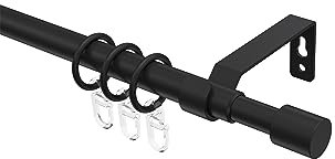 Interdeco ausziehbare Gardinenstange in Schwarz 13/16 mm Ø Hera Livo, 160-300 cm
