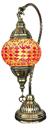 GDLight Mittelmeer-Mini Tischlampen Moroccon Handgemachte Nachttischlampe Türkisch Mosaik Gooseneck Kleines Nachtlicht für Wohnzimmer Schlafzimmer Cafe Bar,G
