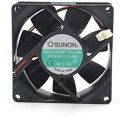 CYRMZAY Ventilador Compatible para Sunon 80 x 80 x 25 mm KDE2408PTS1-6A 8 cm, 24 V, 3,4 W, 2 Pines