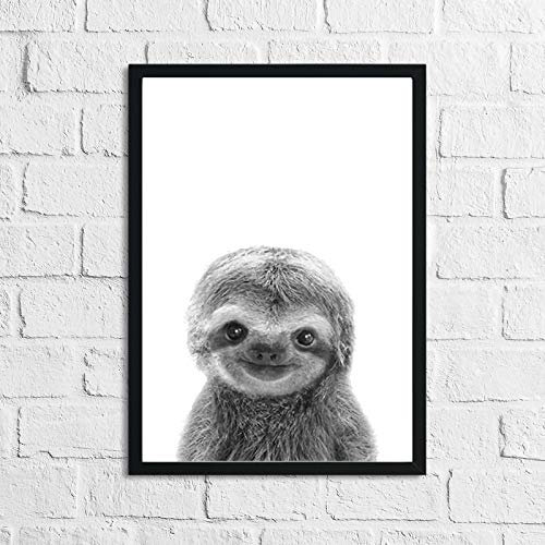 LS Bright Design Kinderzimmer Tiere Glänzend Drucke Poster und Kinder Wandbilder Kunst Babyzimmer Geschenke (Hochglanz-Finish A4 (210 x 297 mm), Faultier)
