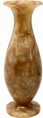 Vase Tulpe aus Onyx Marmor, 20 cm, Handarbeit Halbedelstein Naturstein Dekovase Blumenvase Aragonit
