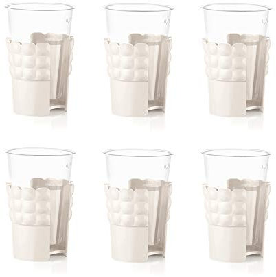 Guzzini - Tiffany, Set di 6 Portabicchieri Universali - Bianco Latte, 13,4 x 8 x h16,5 cm -199700156