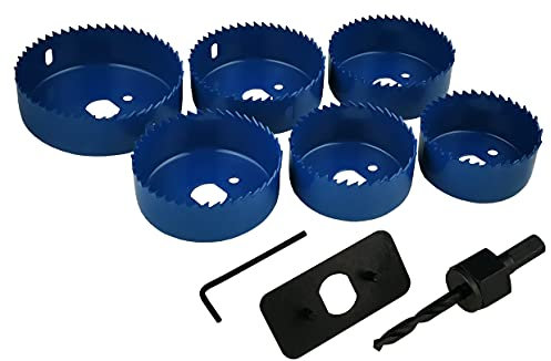 Olympic Fixings Lot de 9 scies-cloches en acier de 60, 65, 70, 72, 75 et 85 mm - Kit d'installation de plafonnier sur plaques de plâtre, plastique et bois