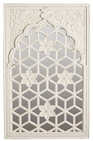 ilifehome Espejo de Pared Shabby Chic con Efecto Ventana, Marco Blanco rústico Espejo de Iglesia, Espejo de jardín, Espejo Decorativo Vintage, Marco de Madera, 86,2 × 55,2 × 4 cm