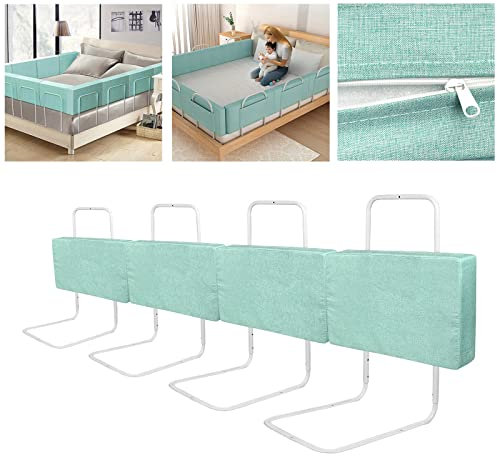 ACXIN 40-60cm Verstellbares Stahlrohr für Kinderbetten, Elternbetten Bettgitter, Kinderbettgitter Bettschutzgitter, Höhenverstellbar Absturzsicheres Bettgitter (Seegrün, 50cmx4)