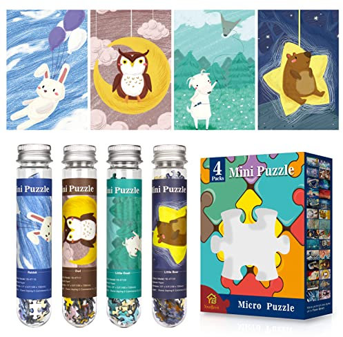 Mini-Puzzles für Erwachsene, 150 Teile (4 Packungen), Herausforderndes Mikro-Puzzle, Heimdekoration, Unterhaltung, 6 x 4 Zoll (15 x 10 cm)