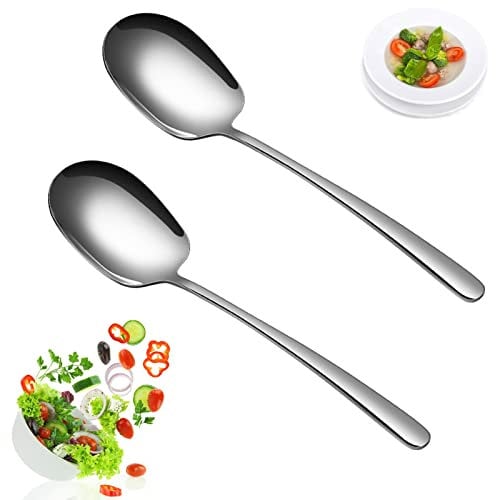 2 Pcs Cucharas para Servir, Cucharas Grandes para Servir Acero Inoxidable Asas Largas Cuchara Para Servir Borde Redondeado Cuchara Cocina Cucharas de Buffet para Restaurantes Hotel Fiesta 29cm