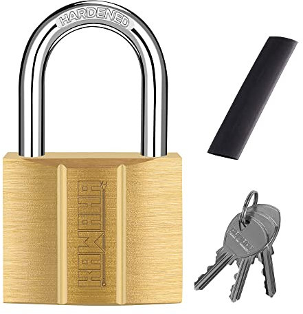 KAWAHA 81/40-1P Messing-Vorhängeschloss (wasserdicht, massives Messingschloss) für Schuppen, Aufbewahrungseinheit, Schule, Fitnessstudio, Zaun, Werkzeugkasten, Haspe, Aufbewahrung – 40 mm x 1